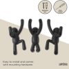 competitive pricing umbra buddy wall hooks – decorative wall mounted coat hooks for hanging coats, scarves, bags, purses, backpacks, towels and more, set of 3, black one-stop wholesale