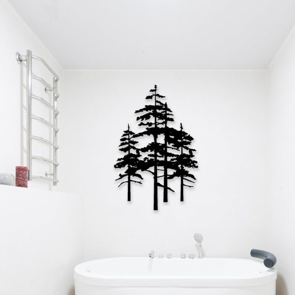 factory direct metal pine tree wall art decor nature home decor cedar tree metal sign wall decorations for living room, nature forest metal decor, tree wall art, nature lover gift (black, larger) volume discount
