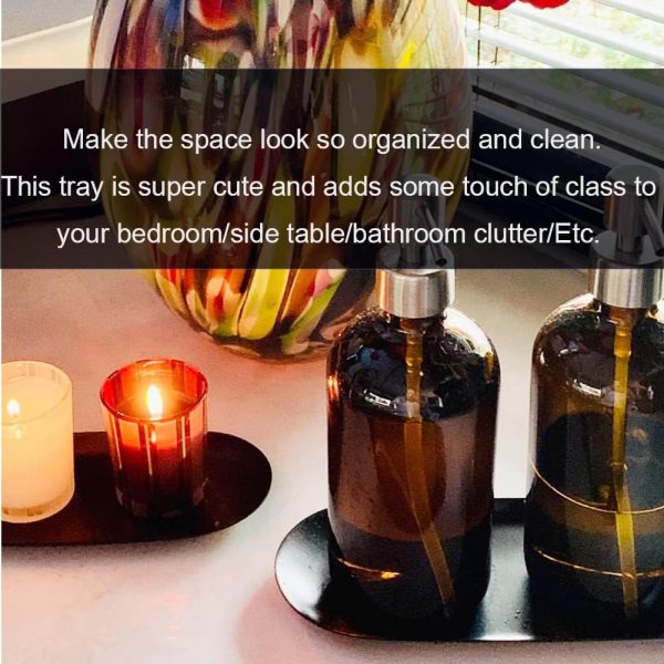 wholesale direct stainless steel decorative tray, set of 2, 7 inch long, jewelry dish cosmetics organizer bathroom clutter serving platter small storage tray, oval, matte black bulk purchase at factory prices