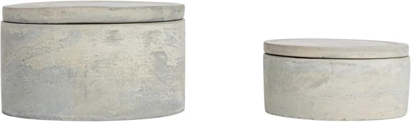 wholesale direct bloomingville a75500081 set of 2 grey round decorative cement lids boxes bulk purchase at factory prices