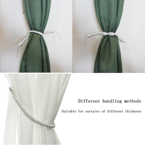 bulk purchase bel avenir curtain ropes tiebacks tie-backs, curtain handmade holdbacks with 2 metal screw hooks - white 2 pack factory discount