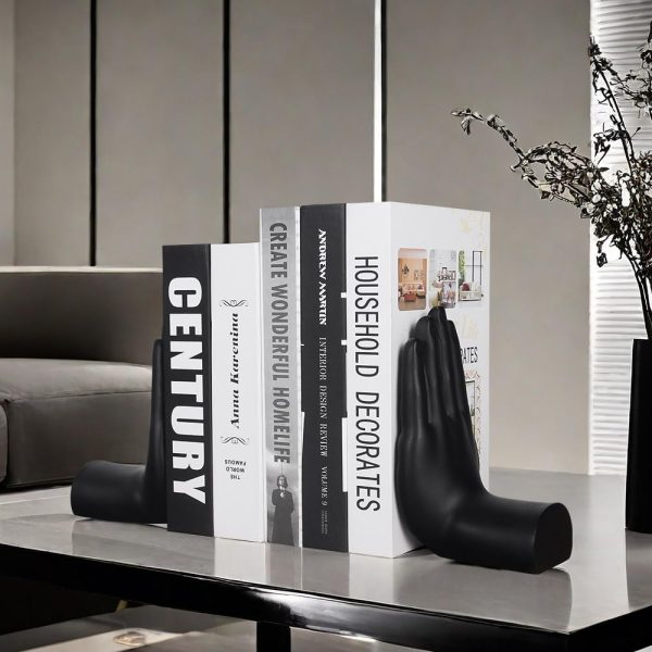 supplier direct decorative bookends hands book ends for shelves, modern bookends book stoppers book holders heavy duty bookends for office, home, living room decors, 8.5 x 6.8 x 3.5 inches wholesale prices