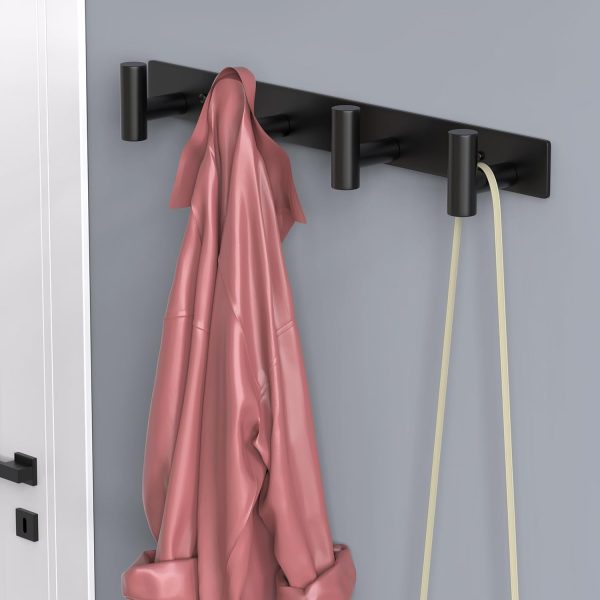 competitive pricing hufeeoh coat rack wall mount, black t shaped 4 hooks coat hooks for bathroom, heavy duty wall hooks towel hooks for hanging, stainless steel purse hanger towel rack for mudroom bathroom entryway one-stop wholesale