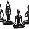 dropship from factory owmell lot of 4 meditation yoga pose statue figurine ceramic yoga figure set decor - black mass production supply