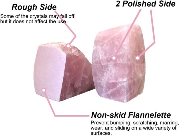 supplier direct rose quartz bookends pink crystal decorative book ends office home decor small 1 pair 2-3 lbs wholesale prices
