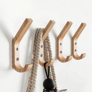 competitive pricing wooden coat hooks wall hooks,natural oak wood hooks decorative vintage wood wall hooks organizer heavy duty wall mounted hooks for wall hanging coats, key, cap, cup (4 pack) one-stop wholesale