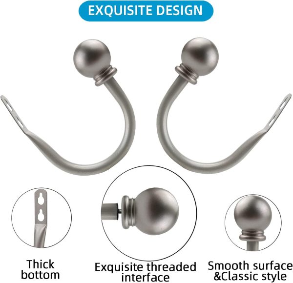 bulk purchase curtain holdbacks, curtain hooks for drapes with screws wall mounted, decorative drapery holdbacks for bedroom livingroom office, satin nickel ball finials curtain tiebacks (2pcs) factory discount