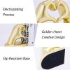 supplier direct book ends heart design, gold bookends for shelves, non-skid book end, heavy duty resin book stopper for books, decorative holder 10.43 x 3.93 x 5.51’’, gold wholesale prices