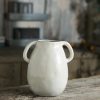 oem/odm services white ceramic vase with 2 handles, modern farmhouse vase for home decor, rustic terracotta vase, decorative pottery flower vase, clay samll vase, centerpieces for dining table - 7 inch tall affordable bulk deals