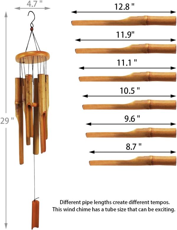producer to buyer mumtop bamboo wind chimes, outdoor wooden wind chime with amazing deep tone for garden, patio, home or outdoor decor discounted pricing