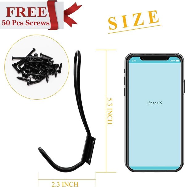 competitive pricing rustic entryway hooks-12 pack farmhouse hooks with metal screws included, black decorative wall mounted rustic coat hooks rack, double vintage organizer hanging wire hook clothes hanger one-stop wholesale