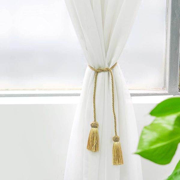 bulk purchase 4 pack curtain tiebacks window curtain tiebacks decorative tassels curtain tiebacks gold curtain tiebacks rope with tassels for home window curtain office decoration(gold) factory discount