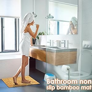 manufacturer direct bamboo bath mat with anti slip pads,23.6x15.8 inches bathroom shower and bathtub floor mats,non slip water proof mat,indoor outdoor use for kitchen bedroom bathroom toilet pet mat floor rug trade price