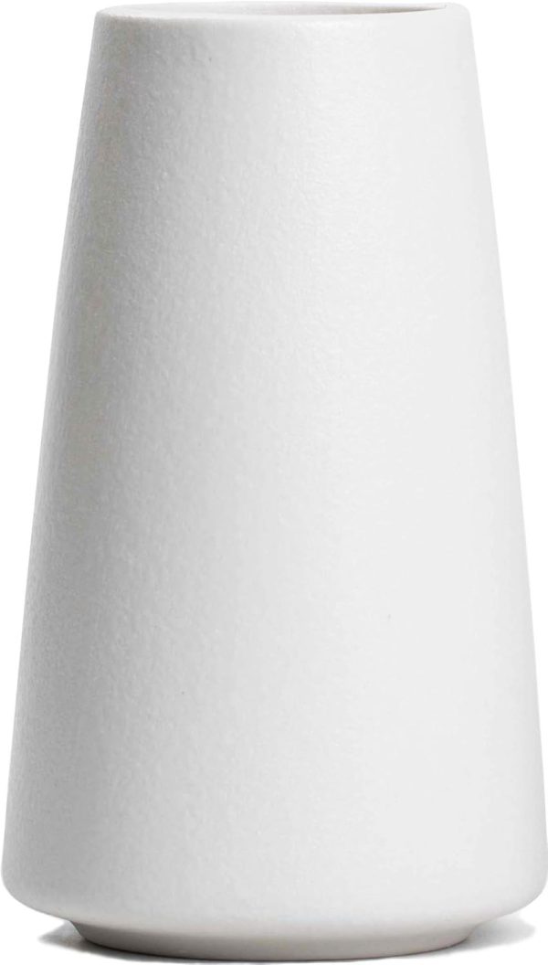 oem/odm services white vase - white ceramic vase, 6“ white flower vase, bright white not off white, boho vase for pampas grass, minimalist modern textured vase for home decor, table shelf living room farmhouse decor affordable bulk deals