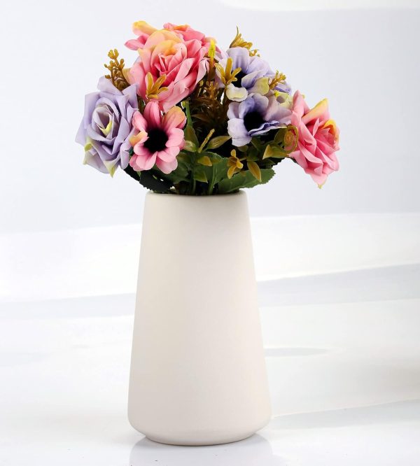 oem/odm services simple vase for flowers plants, matte vases for modern table shelf home decor wedding boho decor, 6" h frosted elegant ceramic vase for pampas grass fluffy stem bouquet lavender flowers (white, 1) affordable bulk deals