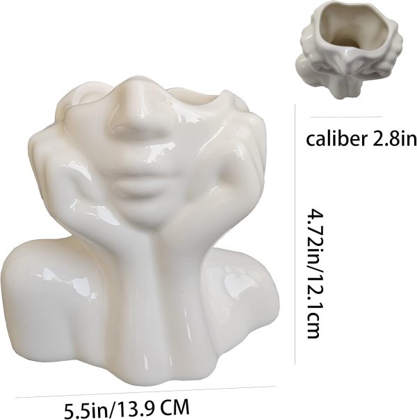 oem/odm services female form ceramic body face art vase ideal for home office bookshelf table shelf décor modern farmhouse 5.52x2.76x4.73inch, small affordable bulk deals