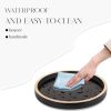 wholesale direct bathroom counter tray wooden decorative tray round perfume tray kitchen soap organizer vanity storage for candle, sink, home decor, 9 inch, black bulk purchase at factory prices