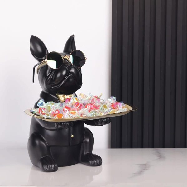 wholesale direct modern decor resin bulldog tray statue piggy bank tray storage entrance key holder candy jewelry earrings tray suitable for home decor modern art dining table decor office small object tray bulk purchase at factory prices