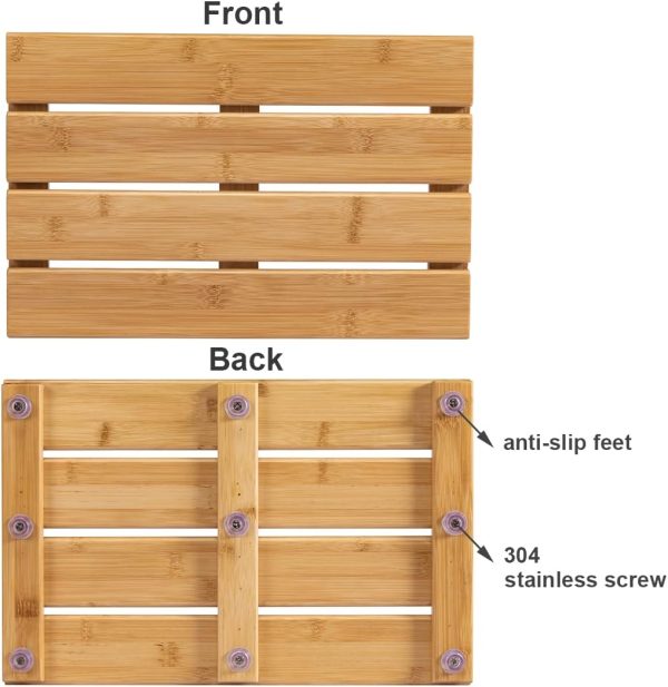 manufacturer direct bamboo wooden mini bath shower mats for small bathroom, small bamboo wood bathroom floor mat, sturdy and easy to clean(15.8 x 10.2 inch) trade price