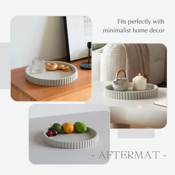wholesale direct decorative tray for coffee table tray decor, concrete gray round tray home decor tray, table trays decorative, bandejas decorativas, centerpiece tray bulk purchase at factory prices