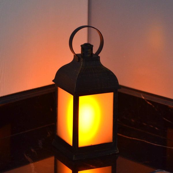 custom wholesale 11" vintage style decorative lantern,flame effect led lantern,(golden brushed black,remote control) indoor outdoor hanging lantern,decorative lanterns zkee (set of 2) oem/odm services