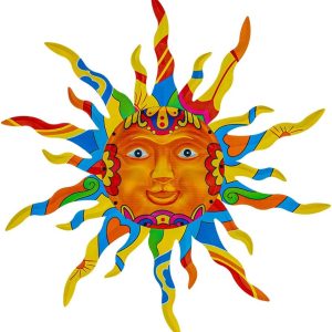 factory direct vewogarden metal sun wall decor 30" large outdoor metal wall art colorful outdoor sun wall art for patio home garden sun face sculptures & statues volume discount