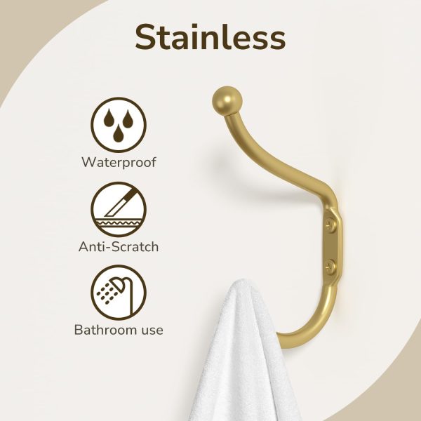 competitive pricing gold coat hooks wall mount - wall hooks for hanging, heavy duty hooks, mudroom hooks, metal hooks for hanging clothes, towels, hats, keys, coats,4 pack one-stop wholesale