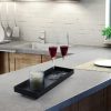 wholesale direct rectangle black matte metal tray, suit for candle holder, vanity decor projects, bathroom toilet tank tray, perfume or jewelry storage, and coffee table centerpiece bulk purchase at factory prices