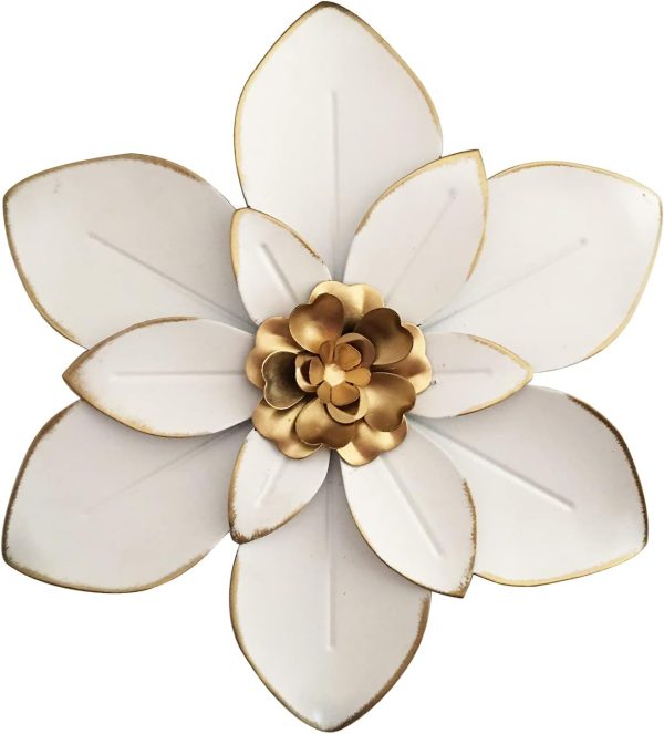 factory direct metal flower wall art decor, 10“ rustic modern floral sculpture, distressed iron wall hanging home decoration accent artworks for indoor kitchen bedroom living room office outdoor garden patio volume discount