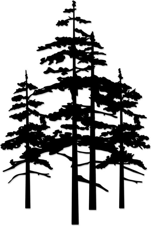 factory direct metal pine tree wall art decor nature home decor cedar tree metal sign wall decorations for living room, nature forest metal decor, tree wall art, nature lover gift (black, larger) volume discount