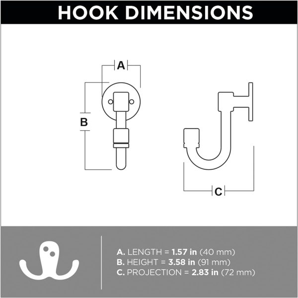 competitive pricing franklin brass bar (4-pack) single wall hooks 1-prong coat/hat matte black hooks for hanging wall mount hanger clothes, purse, bag, towel organization decorative wall hooks b47246k-fb-c one-stop wholesale
