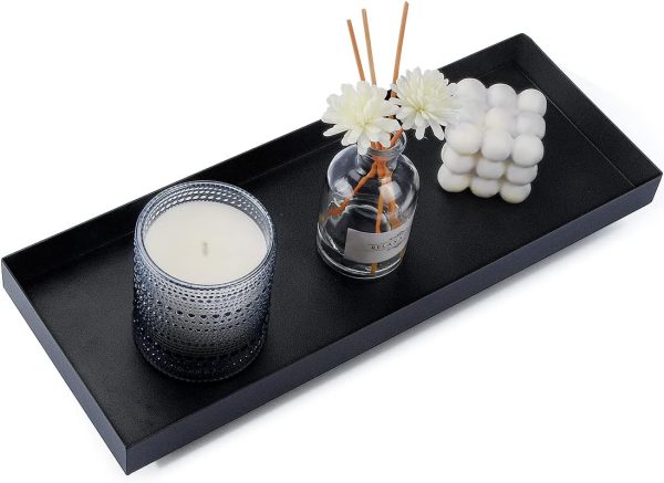 wholesale direct rectangle black matte metal tray, suit for candle holder, vanity decor projects, bathroom toilet tank tray, perfume or jewelry storage, and coffee table centerpiece bulk purchase at factory prices