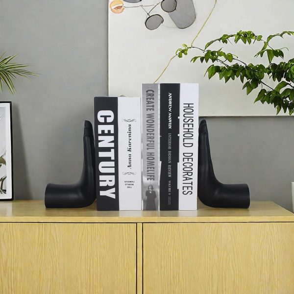 supplier direct decorative bookends hands book ends for shelves, modern bookends book stoppers book holders heavy duty bookends for office, home, living room decors, 8.5 x 6.8 x 3.5 inches wholesale prices