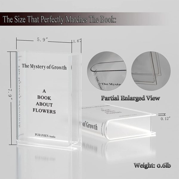 oem/odm services puransen clear book flowers vase - cute bookshelf decor; unique vase for book lovers, artistic and cultural flavor acrylic vases for home office decor, a book about flowers (clear - b) affordable bulk deals