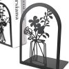 supplier direct 3 pairs book ends for shelves,metal bookends decorative flower design book,non skid book stopper for heavy books, bookshelf holder stand for home office school library wholesale prices