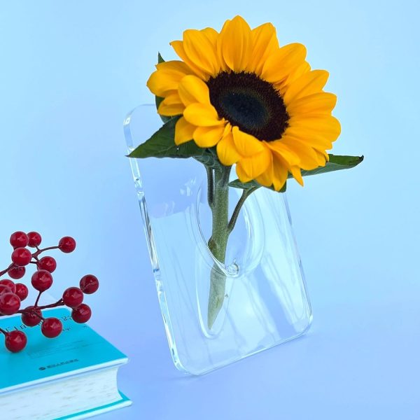 oem/odm services clear acrylic flower vase rectangular，acrylic frame vase ，art deco vase，decoration of consoles and various desktops，house warming gifts (clear) affordable bulk deals