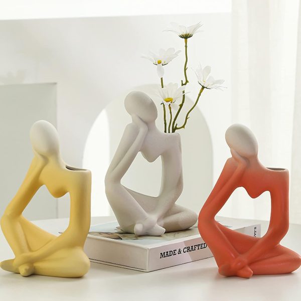 oem/odm services ceramic thinker vase yellow flower vase for home decor modern cute boho vases for table room decor unique aesthetic vase ceramic decorative face vases for centerpieces birthday gifts for women affordable bulk deals