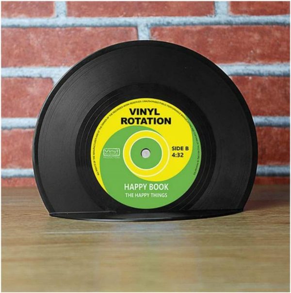supplier direct vinbee retro vinyl bookends, record bookends for shelves classic cd record shape decorative book ends fun music theme musical bookends 1 pair wholesale prices