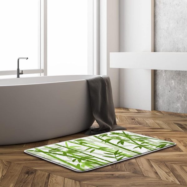 manufacturer direct bamboo bath mat green bamboo forest tree japanese asain art rustic wild nature plant bath rugs for bathroom kitchen,17.8x29.5 inch trade price