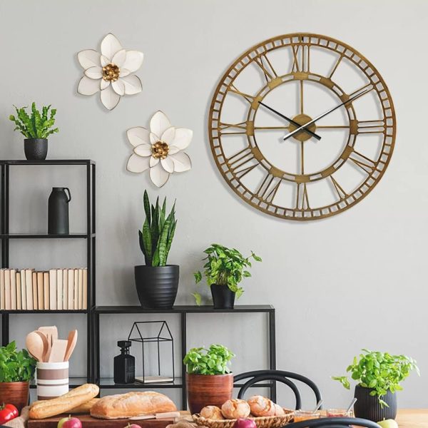 factory direct metal flower wall art decor, 10“ rustic modern floral sculpture, distressed iron wall hanging home decoration accent artworks for indoor kitchen bedroom living room office outdoor garden patio volume discount