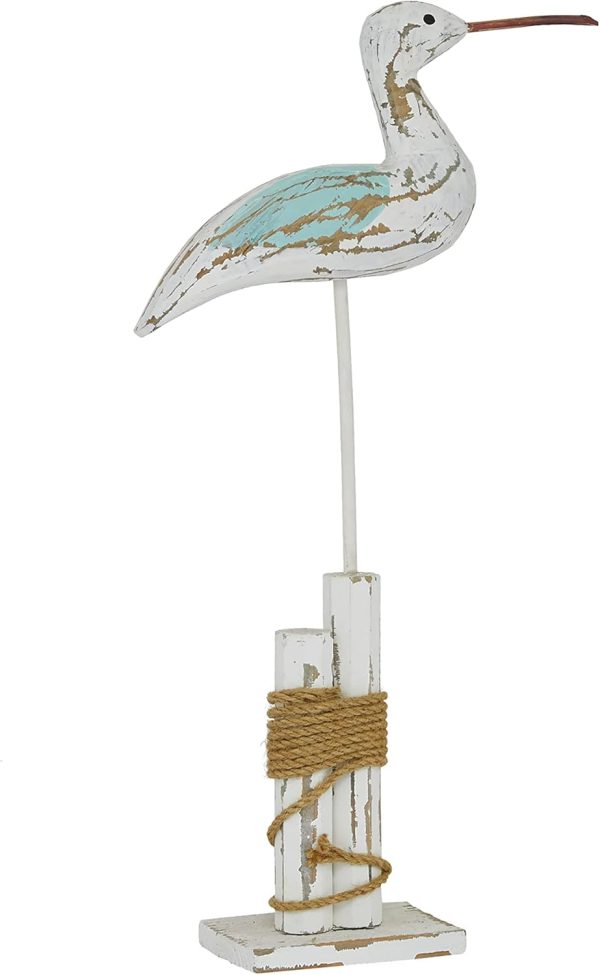 dropship from factory deco 79 wood bird decorative sculpture home decor statue, accent figurine 12" x 3" x 21", white mass production supply