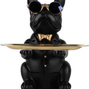 wholesale direct modern decor resin bulldog tray statue piggy bank tray storage entrance key holder candy jewelry earrings tray suitable for home decor modern art dining table decor office small object tray bulk purchase at factory prices
