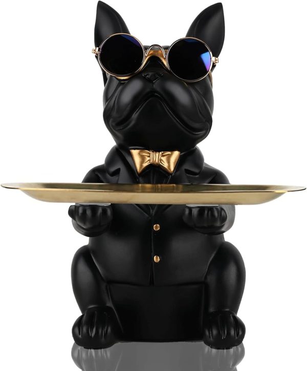 wholesale direct modern decor resin bulldog tray statue piggy bank tray storage entrance key holder candy jewelry earrings tray suitable for home decor modern art dining table decor office small object tray bulk purchase at factory prices