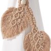 bulk purchase 2 pack boho curtain tiebacks,hand knitting cotton curtain holdbacks with adjustable natural wooden bead,double leaves farmhouse theme curtain tie backs, for indoor outdoor drapes decorative,(apricot) factory discount