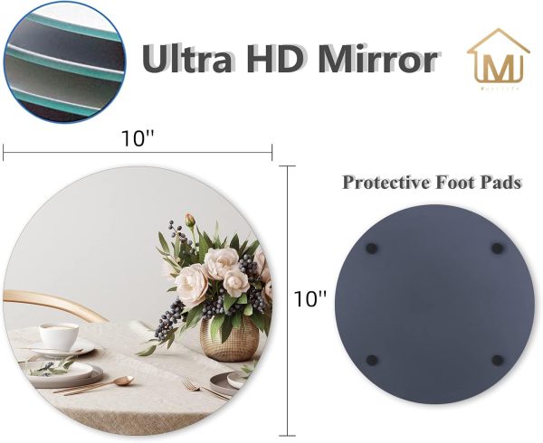 wholesale direct muzilife 10" round mirror candle plate set, 2 mm circle tables mirror trays - box of 12 glass candle plate set for table wedding centerpieces, party, festivals decor bulk purchase at factory prices