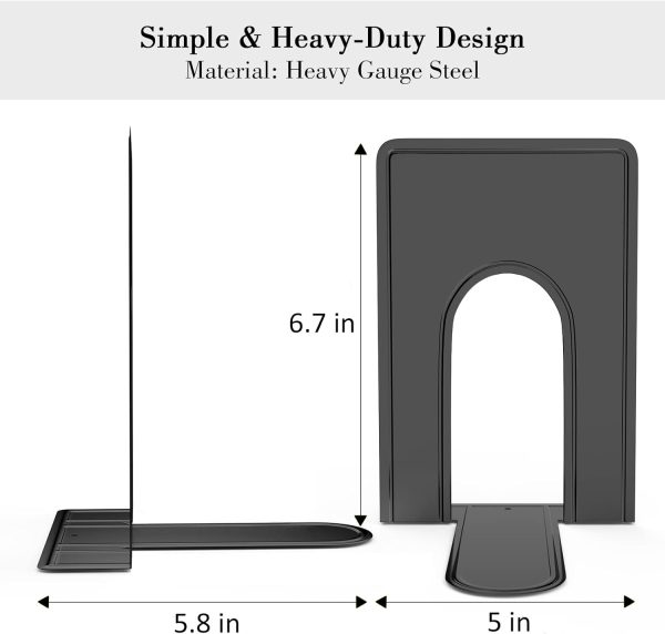 supplier direct optomni bookends, book end supports heavy duty metal bookend support, book ends supports for shelves decor home office school (2 pairs/4 pieces, black) wholesale prices