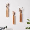 bulk purchase 3 pack wall planters for indoor plants, wood wall decor for bathroom, bedroom living room, modern farmhouse wooden pocket wall vases for dried flowers and faux greenery plants (brown) trade price