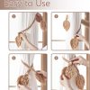 bulk purchase 2 pack boho curtain tiebacks,hand knitting cotton curtain holdbacks with adjustable natural wooden bead,double leaves farmhouse theme curtain tie backs, for indoor outdoor drapes decorative,(apricot) factory discount
