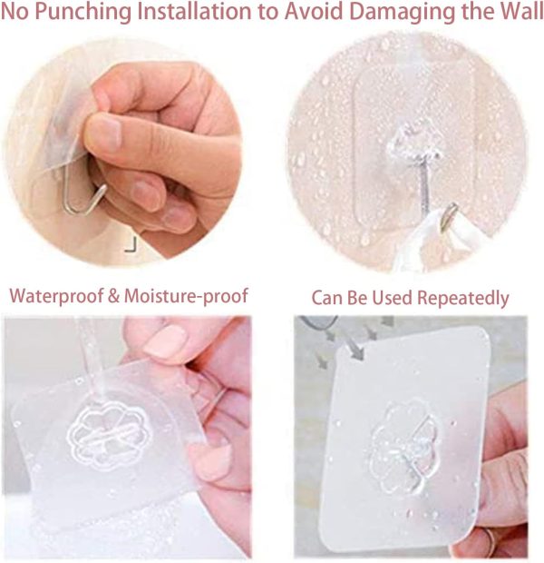 competitive pricing ddmy adhesive hooks wall hooks, 24 packs hooks for hanging transparent reusable seamless hooks 13.2lb(max), waterproof bathroom kitchen heavy duty self adhesive hooks one-stop wholesale