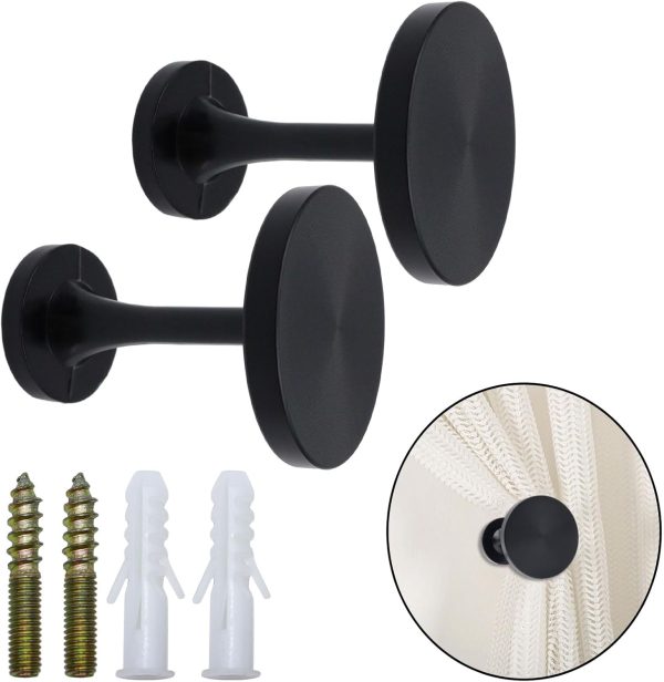bulk purchase curtain tiebacks 2 pack curtain holdbacks zinc alloy curtain tiebacks wall mounted with screws, decorative curtain holders for drapes stylish black curtain tieback hooks for home office factory discount